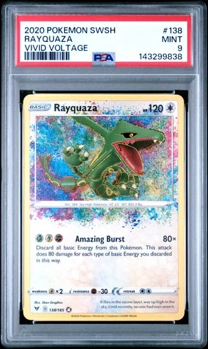 2020 POKEMON SWORD & SHIELD VIVID VOLTAGE #138 RAYQUAZA PSA 9