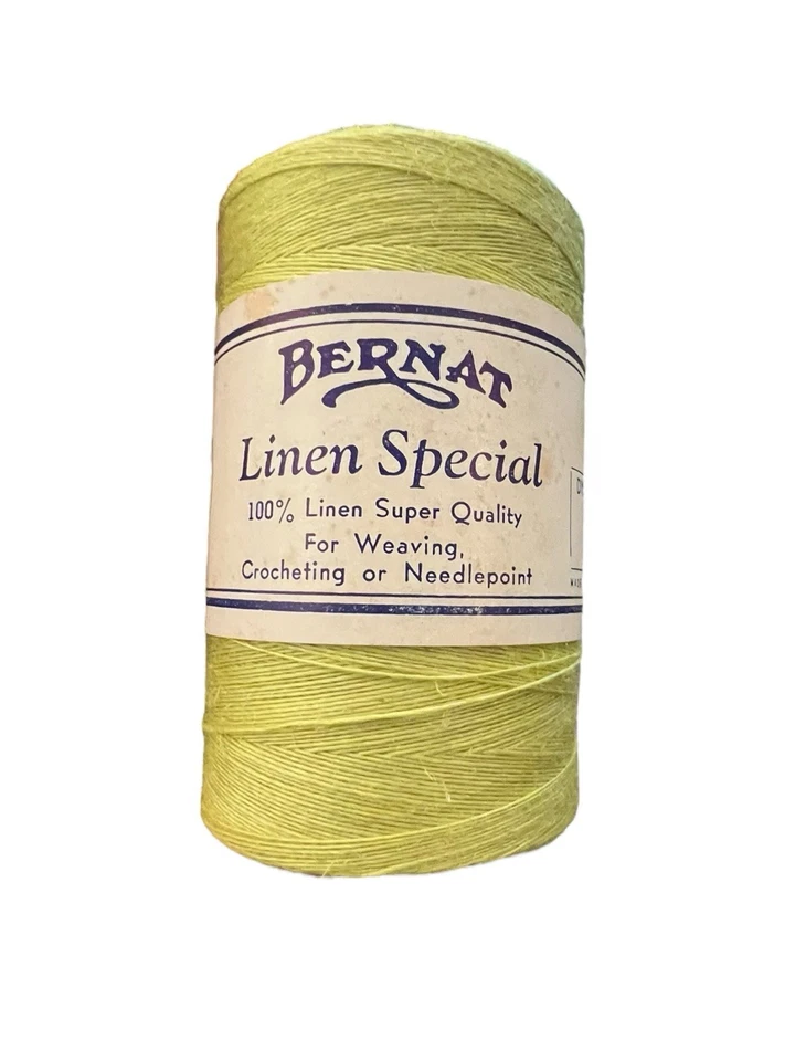 Lot Of 6 Bernat Bobbin Pure Linen Antique Color 7999 Yellow Green 750 yrds ea - Image 4 of 4
