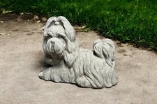 Concrete Shih Tzu Dog Statue Outdoor Garden Decor Pet Memorial Stone
