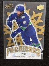 24-25 UD ICE Hockey Gold Rookie Premiers 201 Arshdeep Bains /25