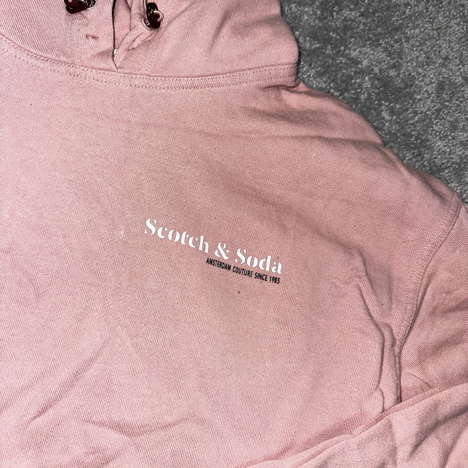 Scotch & Soda Amsterdam Couture Hoodie Mens Pink Organic Cotton Graphic Medium - Image 3 of 4