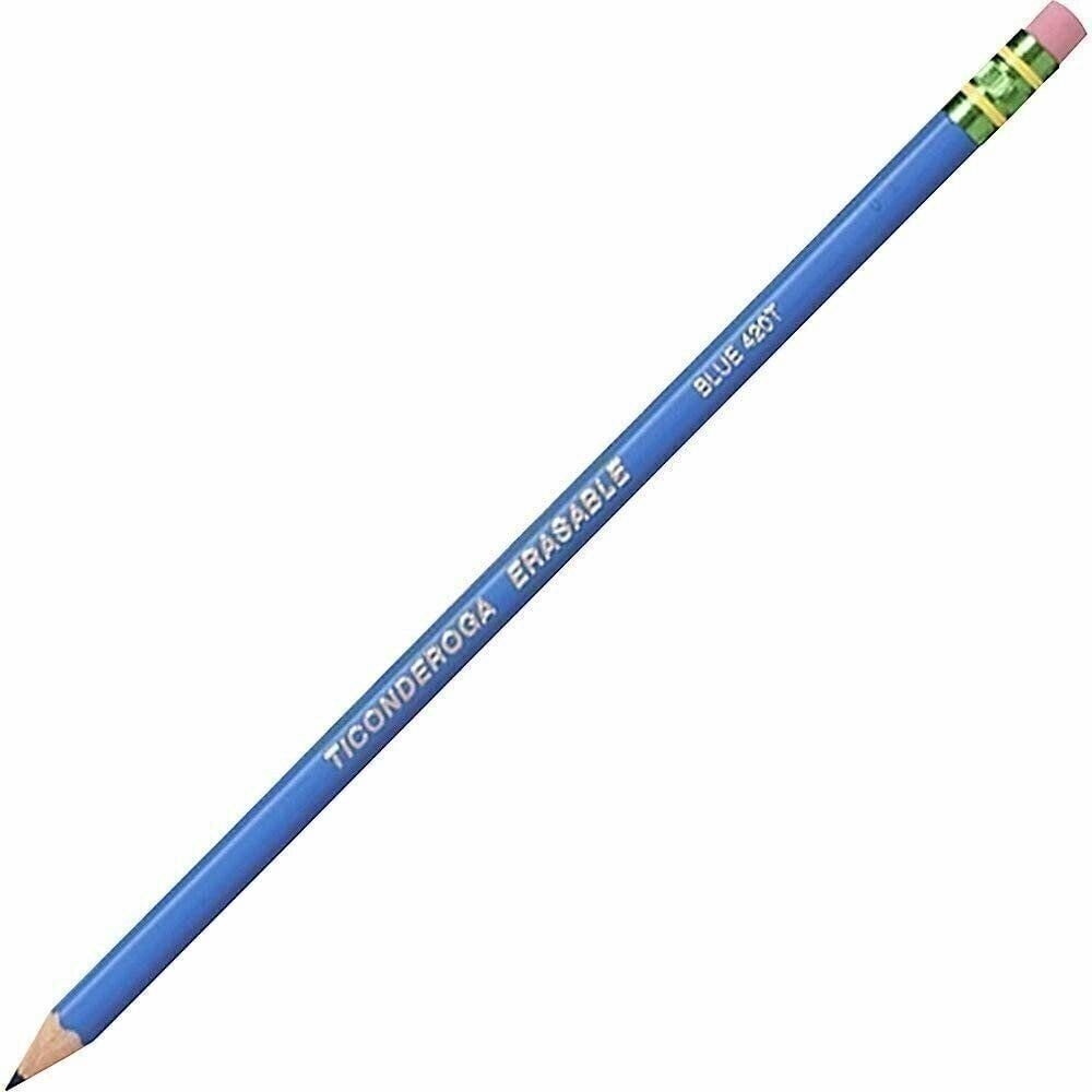 Dixon14209 Erasable Checking Pencils, Pre-Sharpened with Eraser, Blue,Pack of 12