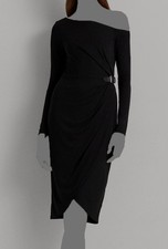 Lauren Ralph Lauren Women's Black Buckle Off-Shoulder Dress Size 10