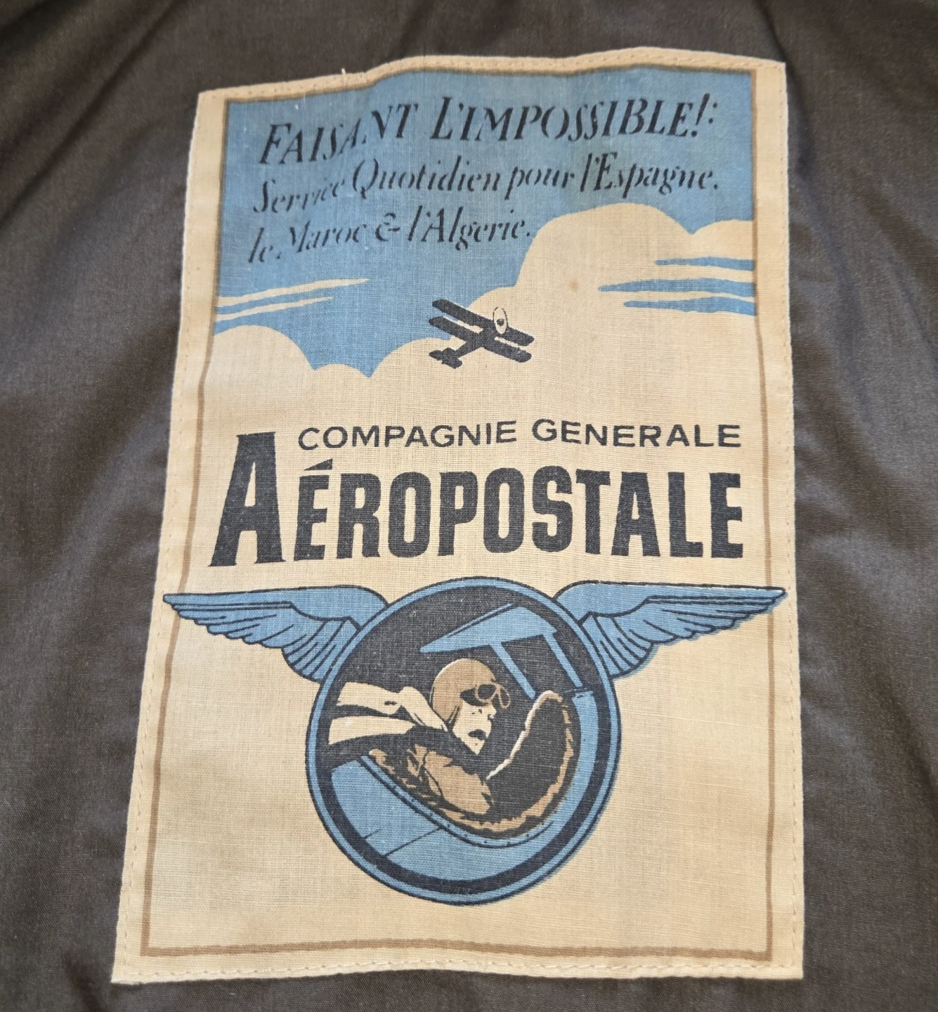 Vtg Aeropostale Compagnie Generale Leather Bomber Jacket Size 46 1980s 90s - product detail image 16