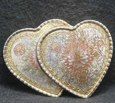 XB25133 VERY COOL VINTAGE 1970s CUT-OUT **TWO HEARTS** FASHION MENS BELT BUCKLE
