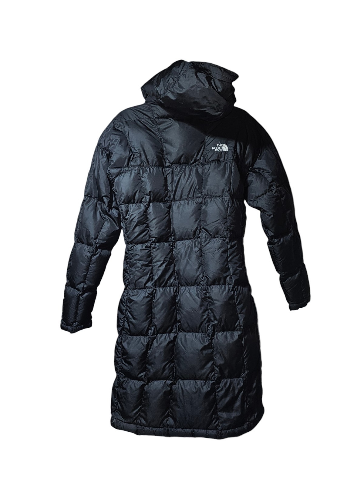 The North Face Womens Sz M Black 600 Goose Down Long Coat Jacket Quilted Puffer