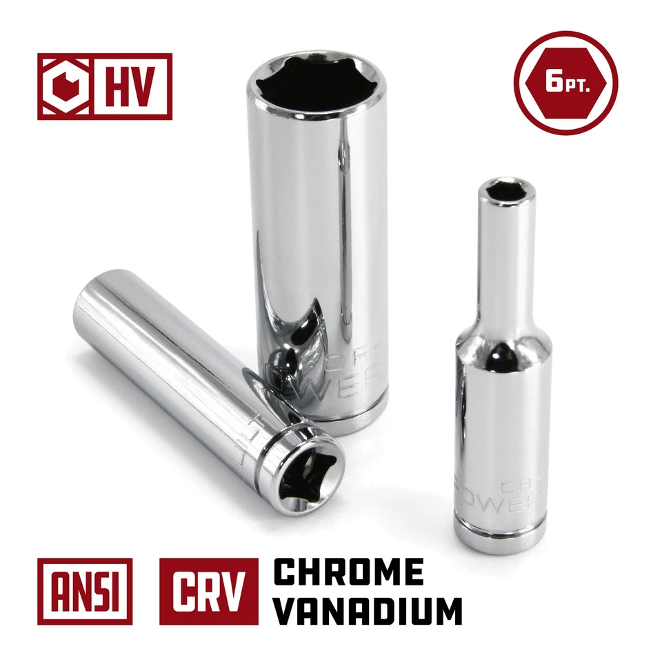 Powerbuilt 10 Piece 1/4 Inch Drive Metric 6 Point Deep Socket Set - 640538 - Image 3 of 4