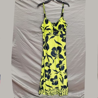 Milano Women Green Blue Floral Long V-Neck Sleeveless Maxi Summer Dress Size L