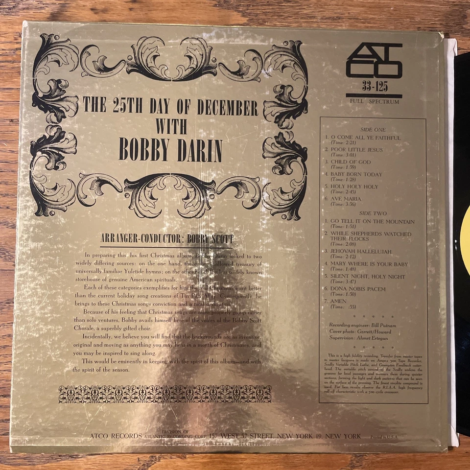 The 25th Day Of December With Bobby Darin Christmas LP ATCO Mono Gold Rare EX!! - Image 4 of 4