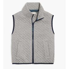 NEW FLAWED Crewcuts Factory Diamond Quilted Vest Full Zip Grey Boy XL Fall 2024