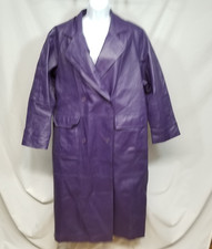 VTG 90's Roaman's Genuine Leather Women's Sz. A6 Vintage Purple Long Trench Coat