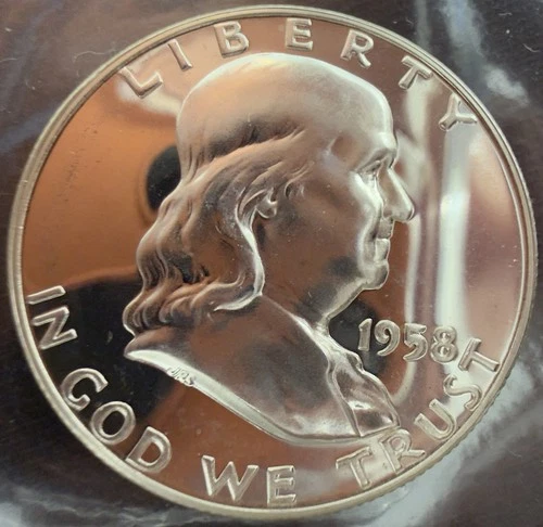 1958 GEM PROOF FRANKLIN HALF DOLLAR Blast White Choice GEM PROOF SILVER