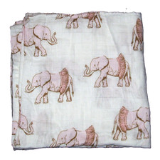 Milkbarn Pink Tutu Elephant Bamboo Muslin Swaddle Baby Blanket 47"