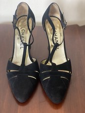 Chanel Size EU 36.5 Women’s Black Suede Leather Slingback Shoes