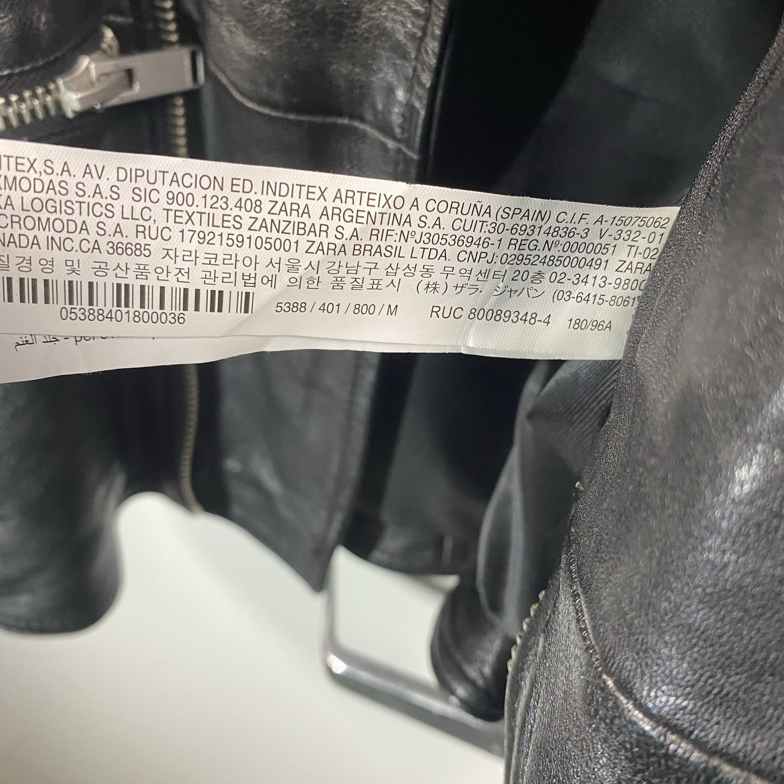 Zara Men’s Sized Medium Real Leather Biker Jacket With Four Zippers