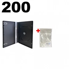 200 STANDARD Black Single DVD Cases 14MM & 100 OPP Plastic Wrap Bag
