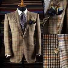 Plaid Men Blazers Jackets Slim Fit Formal Notch Lapel Groom Prom Single Breasted