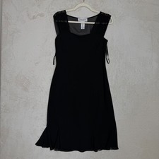 Vintage Jones Wear Dress 8 Black Sheer Mesh Neck Pleated Sleeveless LBD Cocktail