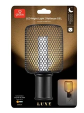Globe LED Night Light Auto on/off cage wall plug black