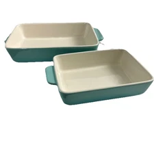 Set Of Super Cute Ceramic Ovenware Pans Light Turquoise Aisbugur Brand 7” & 9”