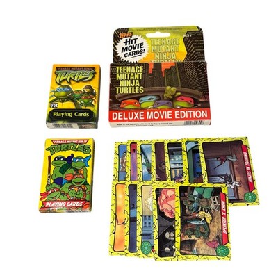 Vintage TMNT Turtles Playing Cards Lot 3 Topps Deluxe Movie
