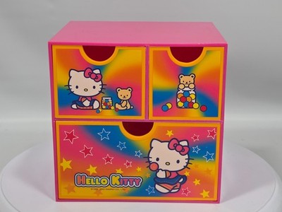 Y2K Sanrio Hello Kitty 3 Drawer Cube Trinket Jewelry Storage Box Smiles Rainbow