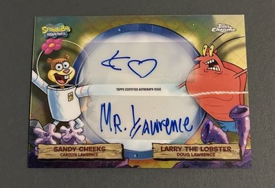SpongeBob Topps Chrome 2025 Dual Autograph Sandy Cheeks Larry Lobster Card DA-SL