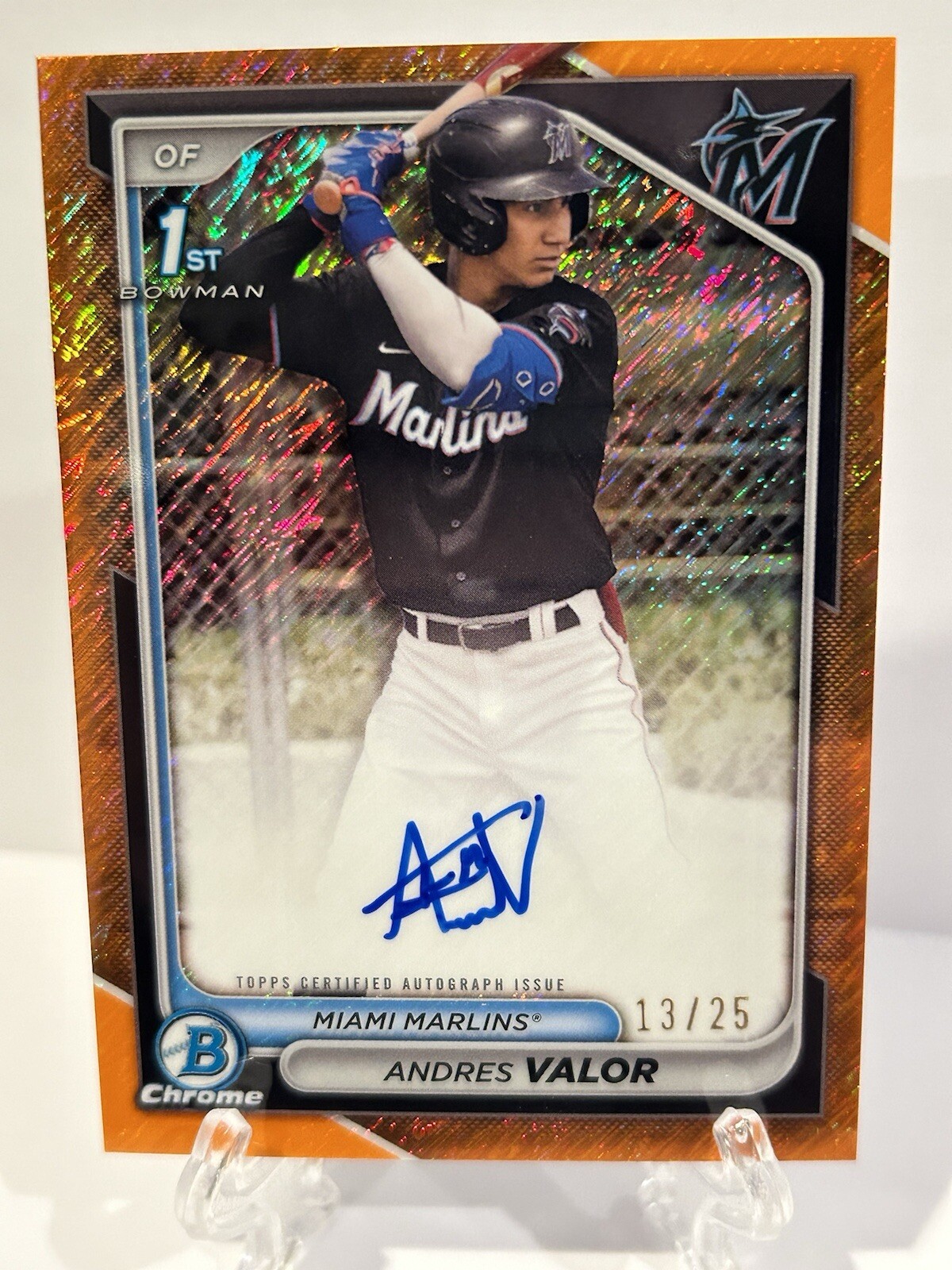 2024 Bowman Chrome #CPA-AV Andres Valor 1st Auto Orange Shimmer Refractor /25 RC