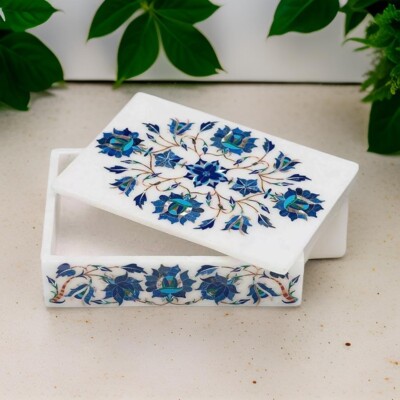 15.2cmx10.2cmx2 '' Lapis Lazuli Stein Inlay Marmor Schmuck Box Perfekt Gift für
