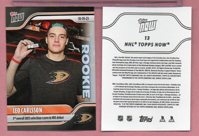 Leo Carlsson 2023/24 Topps NOW NHL Rookie Stickers Debut Ducks #13