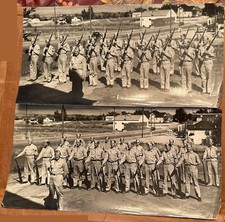 20 soldiers with officer Official Unit Photograph World War II era - 2 views