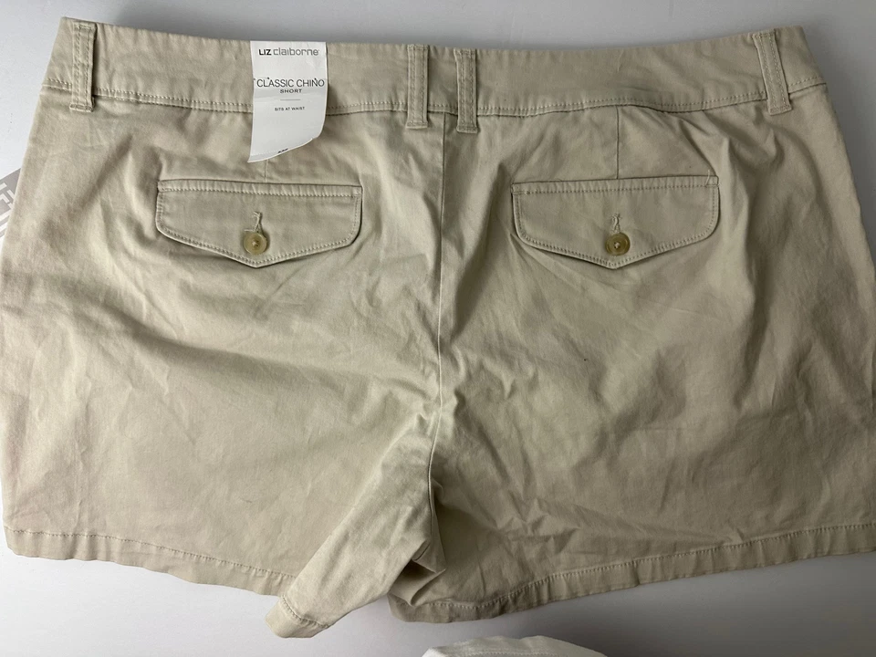 LIZ CLAIBORNE beige khaki CHINO shorts 18 NEW NWT - Image 2 of 4