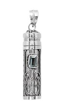 Ashes Pendant Prayer Box - Pill Box - Message - Blue Topaz - 925 Sterling Silver