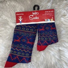 Into Socks DAD KID Set of 2 pairs Christmas Socks Men s 7 - 12 Kids 10T - 3