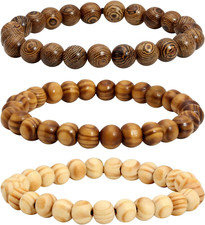 Wooden Bracelet for Women Men Mala Natural Beads for Prayer Energy Healing A