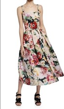 $3645 DOLCE GABBANA  Ladies FLORAL evening PRINT MIDI DRESS IT 40 4 US