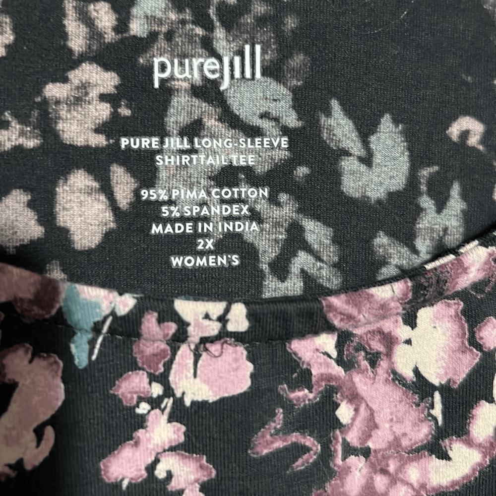 Pure Jill shirttail tee top tunic Pima cotton blend India long sleeve 2X eBay
