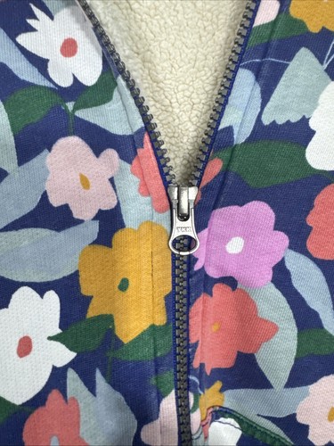Hanna Andersson Rainbow Faux Shearling Lined Rosy Floral Hoodie Full Zip US 10 - Picture 10 of 13