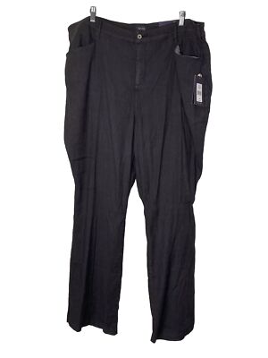 NWT Nydj Women s Trousers Light Weight Gray Black Limen Viscose Pants Size 22w
