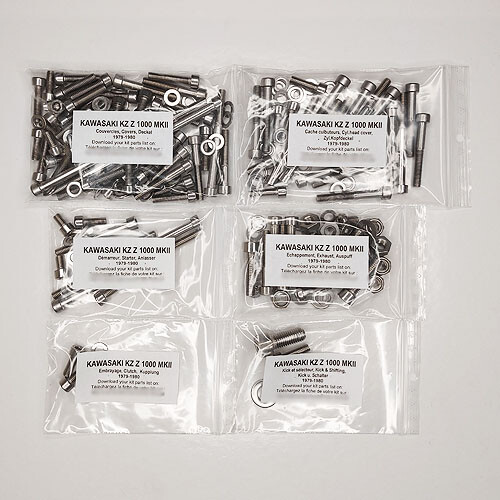 Kit vis allen inox KZ1000 pour moteur Kawasaki Z 1000 MKII 1979