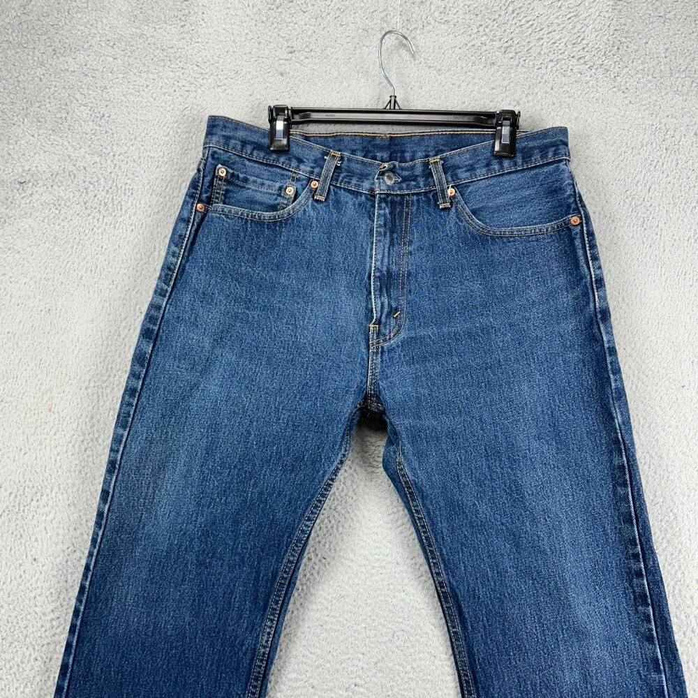 Levis 505 Straight Jeans Mens 36X29 Blue Distressed Red Tab 5