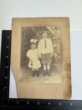 Late 1800s Children Brother  Sister Dressed Up Sepia Portrait Cabinet Card
