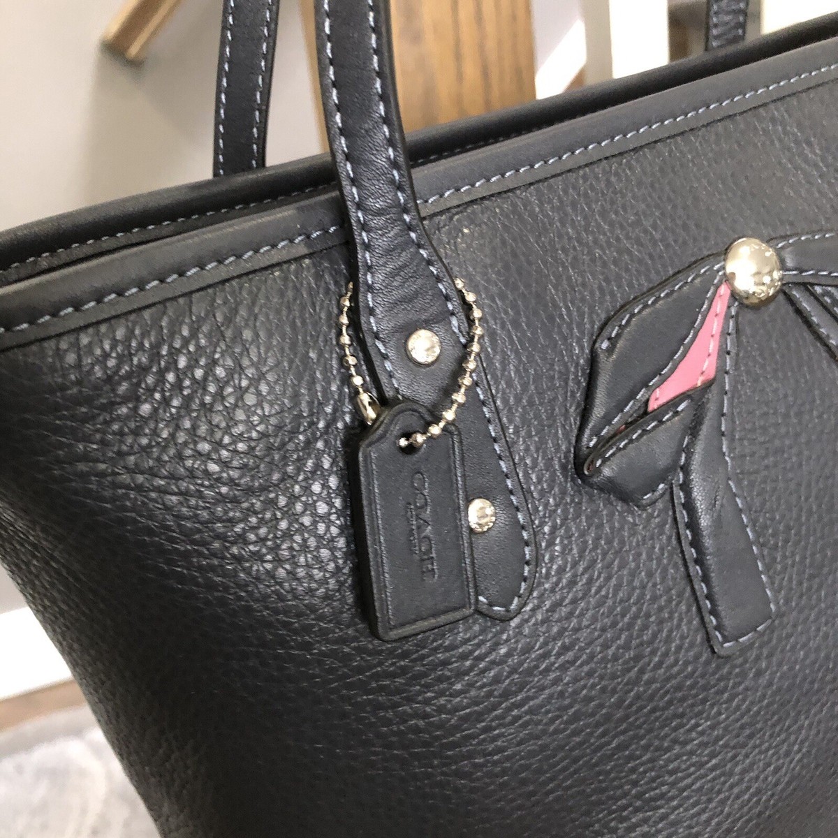 Coach F28988 Leather Mini City Zip Tote Bow Handbag for sale