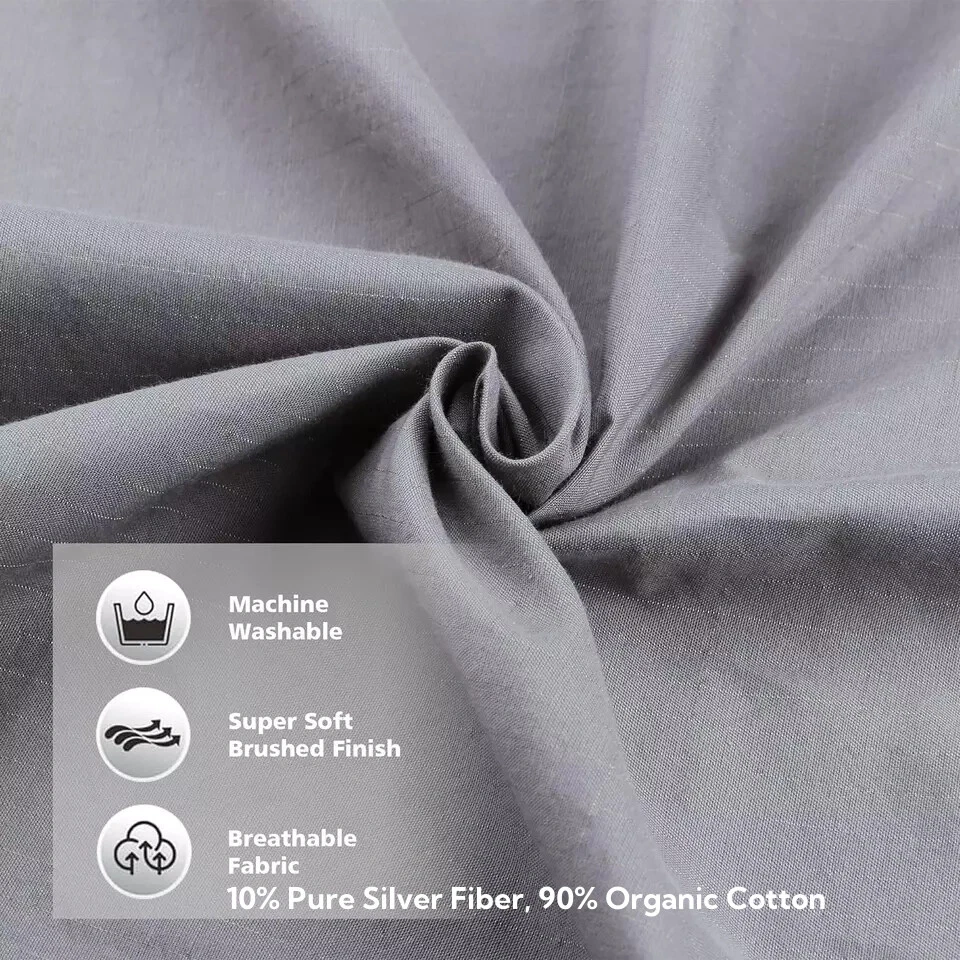 10% Silver Fiber Grounding Fitted Sheets Cotton Gray Sleep Better Earth Cord - Image 3 of 4