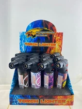 12 Pack Jumbo 4" Single Jet Flame Torch Gun Lighter Refillable Lockable Peace