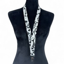 Black White Jack Skellington Neck Lanyard Keychain with Lobster Clasp Handmade