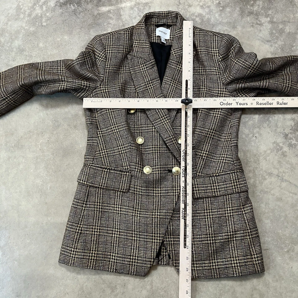 Blazer Nine West Mujer XS Marrón Dorado Doble Pecho Metálico Academia Oficina Foto 3 de 4