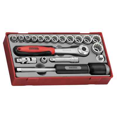 Teng Tools 19 Piece 3/8'' Drive 12 Point Metric Socket Set 8-22mm TT381912
