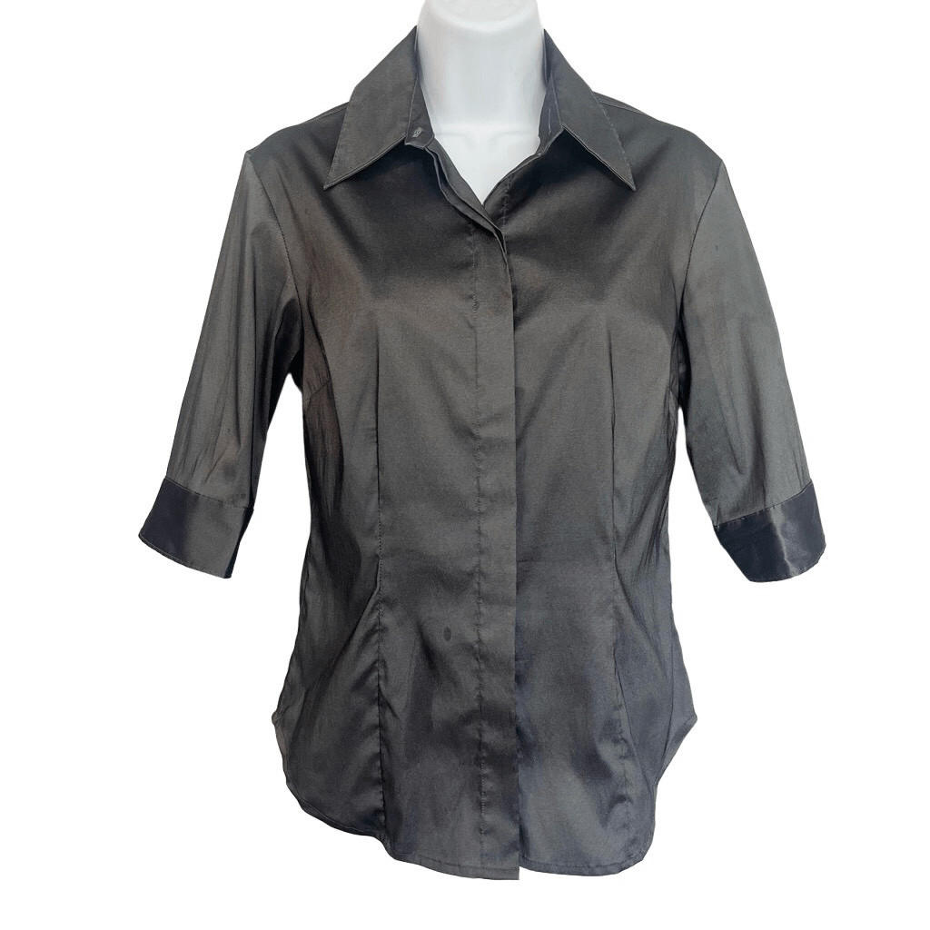 Express Women’s Gray Button Down Stretch High She… - image 1
