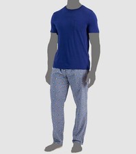  40 Club Room Men's Blue 2-Piece Pocket T-Shirt  Bulldog-Print Pants Size M